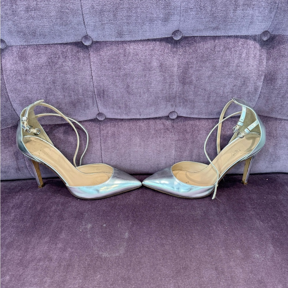 JCrew silver pump with double ankle strap…gorgeous!